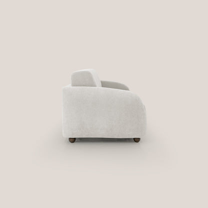 Giglio divano letto scandinavo japandi con materasso H18 cm in tessuto Bouclé impermeabile T07 bianco