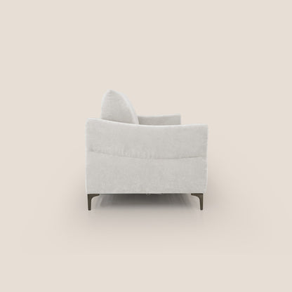 Dalia divano letto con materasso H18 cm e piedi alti in raffinato tessuto smacchiabile T17 bianco