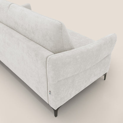 Dalia divano letto con materasso H18 cm e piedi alti in raffinato tessuto smacchiabile T17 bianco