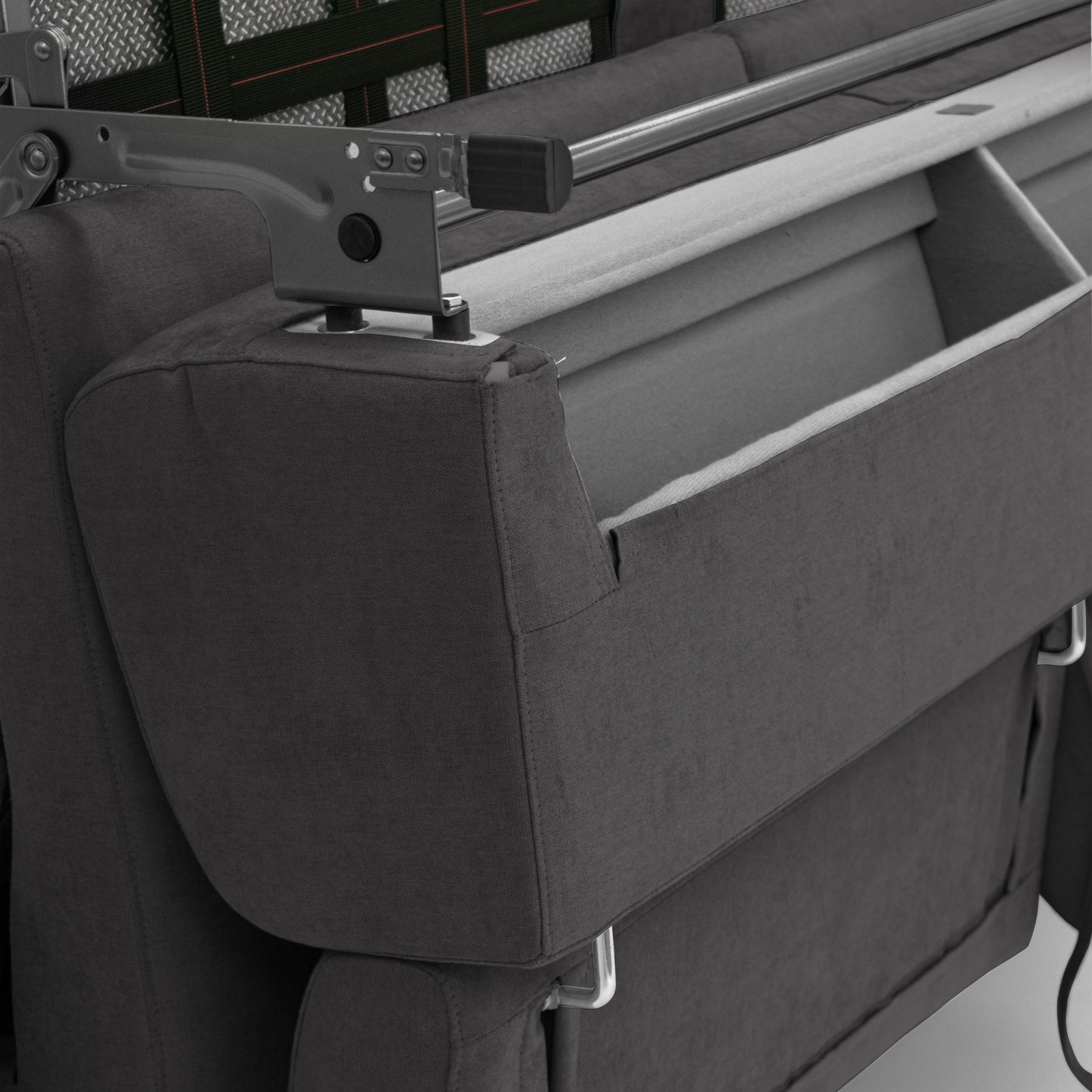 Bjorn divano letto sfoderabile con materasso H18 cm e poggiatesta reclinabili in tessuto impermeabile T02 nero