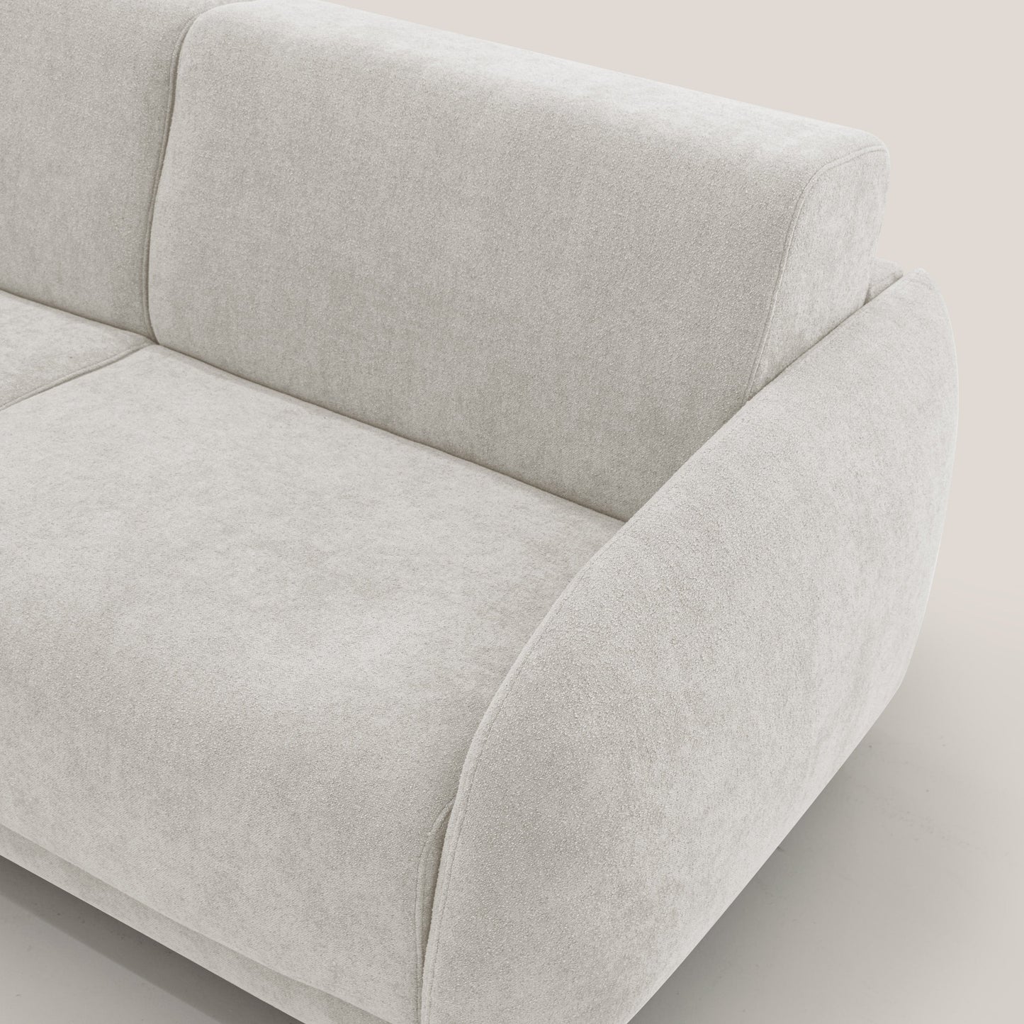 Giglio divano letto scandinavo japandi con materasso H18 cm in tessuto Bouclé impermeabile T07 bianco