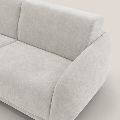 Giglio divano letto scandinavo japandi con materasso H18 cm in tessuto Bouclé impermeabile T07 bianco