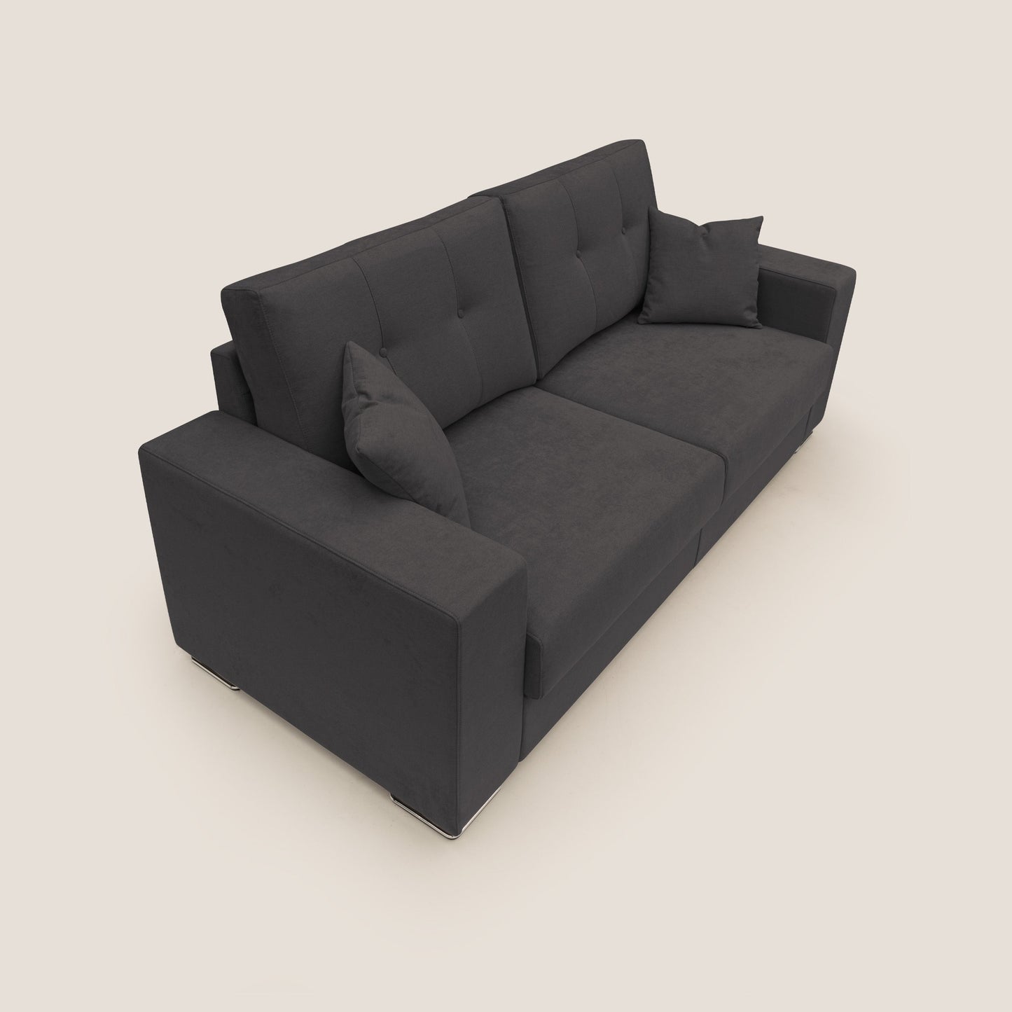 Divano Giove in morbido tessuto impermeabile T02 nero