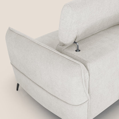 Bloom Divano con poggiapiedi estraibile piedini alti e poggiatesta reclinabili in tessuto bouclé impermeabile T07 bianco