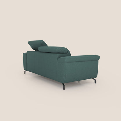 Aisha Divano con poggiapiedi estraibile piedini alti e poggiatesta reclinabili in tessuto Smacchiabile T05 verde
