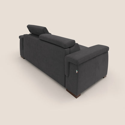 Giunone divano letto con materasso alto 18 cm e poggiatesta reclinabili in tessuto impermeabile T02 nero 
