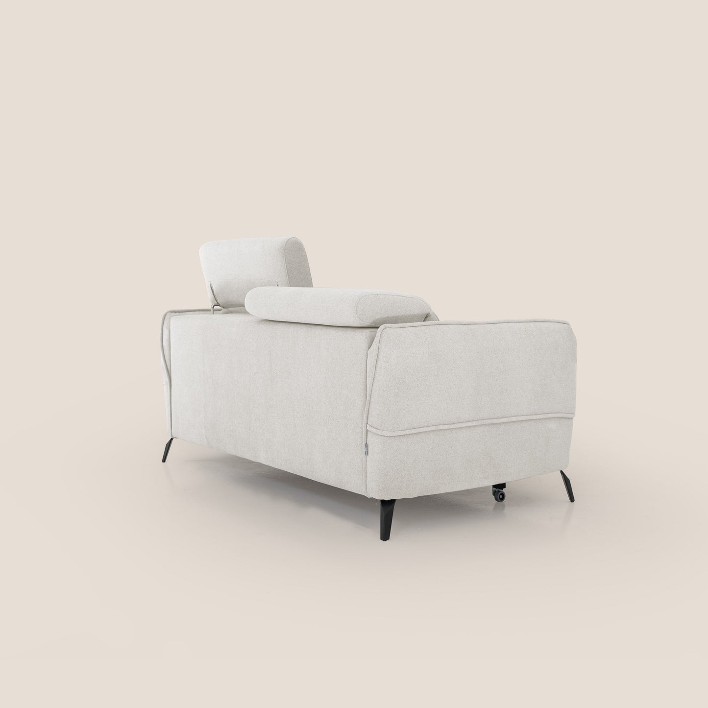 Bloom Divano con poggiapiedi estraibile piedini alti e poggiatesta reclinabili in tessuto bouclé impermeabile T07 bianco