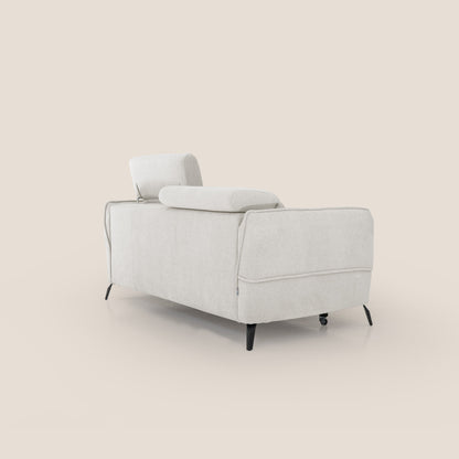 Bloom Divano con poggiapiedi estraibile piedini alti e poggiatesta reclinabili in tessuto bouclé impermeabile T07 bianco