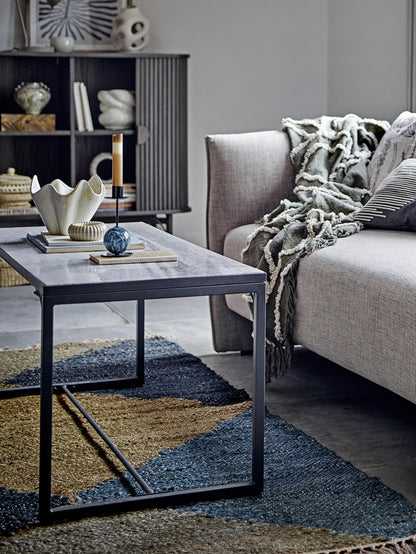 Ines tavolino rettangolare in marmo bianco venato con struttura antracite