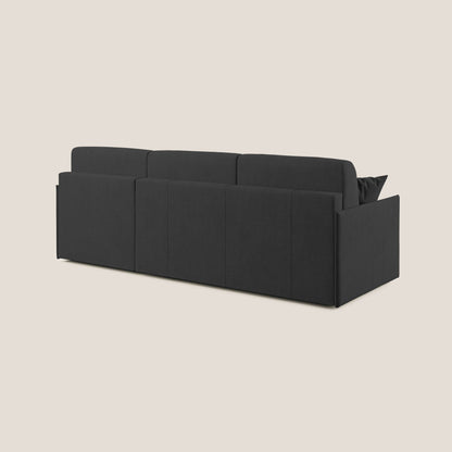 Evans Divano letto angolare con penisola in morbido tessuto impermeabile T02 nero