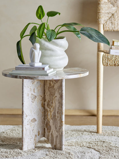 Tavolino Jasmia in marmo marrone rotondo