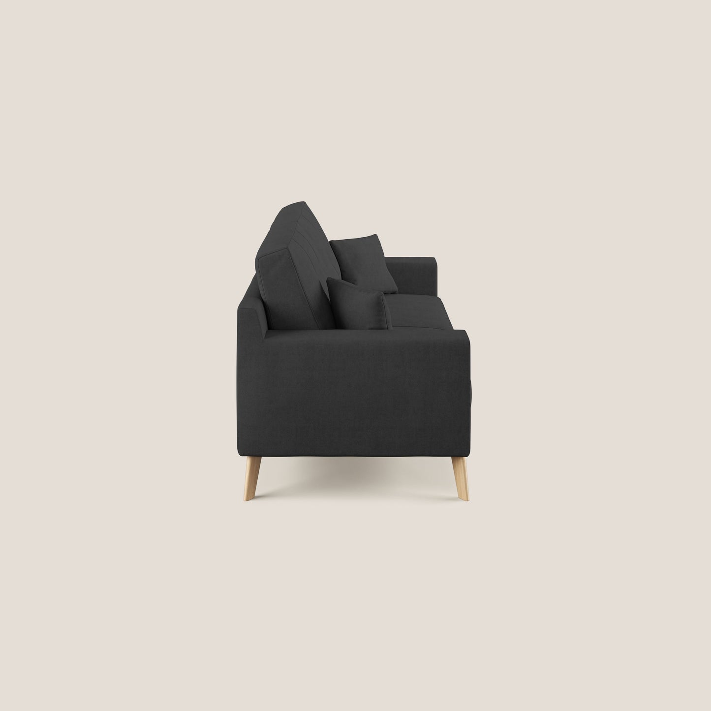 Divano danese moderno in tessuto morbido impermeabile T02 nero