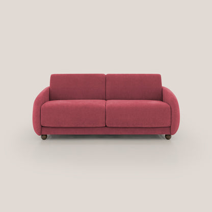 Giglio divano letto scandinavo japandi con materasso H18 cm in tessuto Bouclé impermeabile T07 rosso