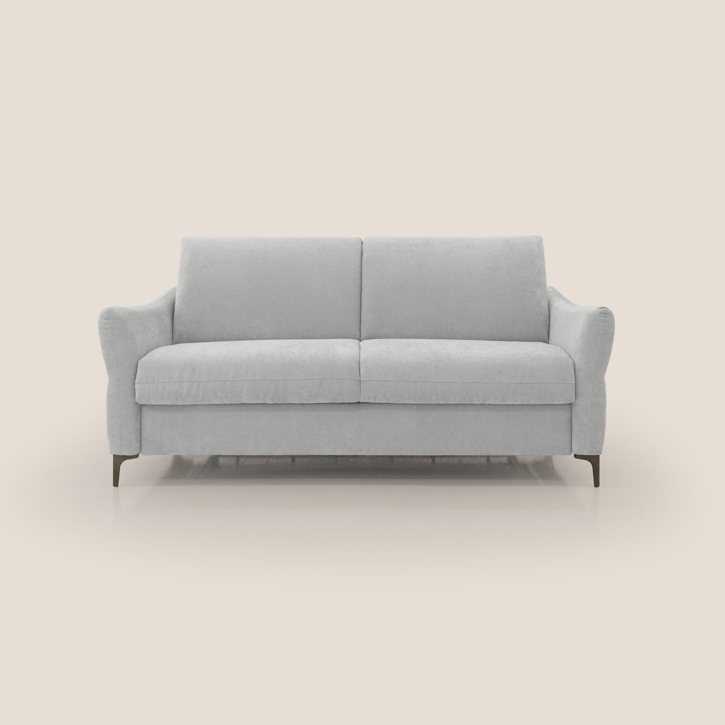 Dalia divano letto con materasso H18 cm e piedi alti in raffinato tessuto smacchiabile T17 grigio