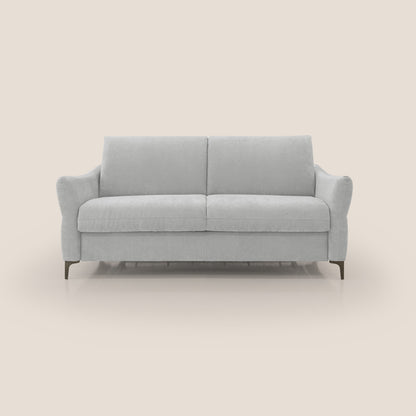 Dalia divano letto con materasso H18 cm e piedi alti in raffinato tessuto smacchiabile T17 grigio