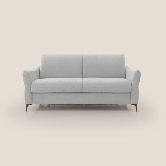 Dalia divano letto con materasso H18 cm e piedi alti in raffinato tessuto smacchiabile T17 grigio