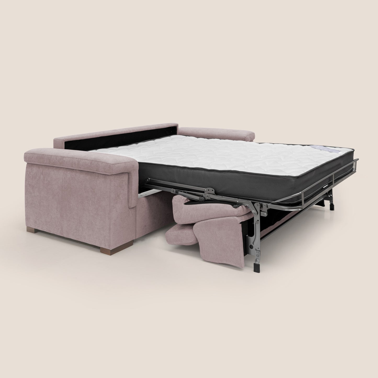 Giunone divano letto con materasso alto 18 cm e poggiatesta reclinabili in tessuto impermeabile T02 rosa 