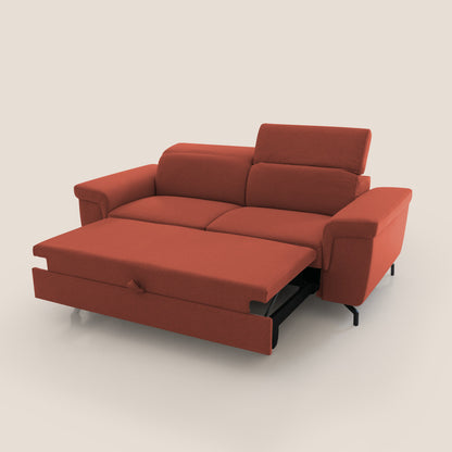 Aisha Divano con poggiapiedi estraibile piedini alti e poggiatesta reclinabili in tessuto Smacchiabile T05 rosso