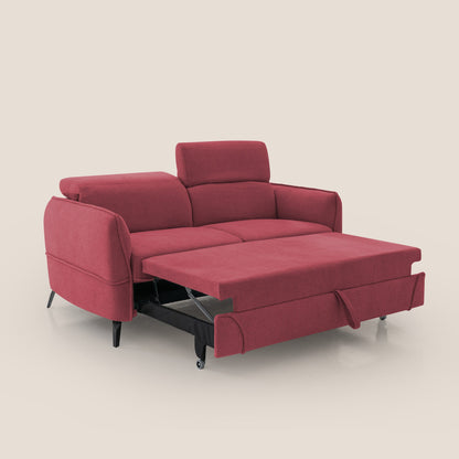 Bloom Divano con poggiapiedi estraibile piedini alti e poggiatesta reclinabili in tessuto bouclé impermeabile T07 rosso