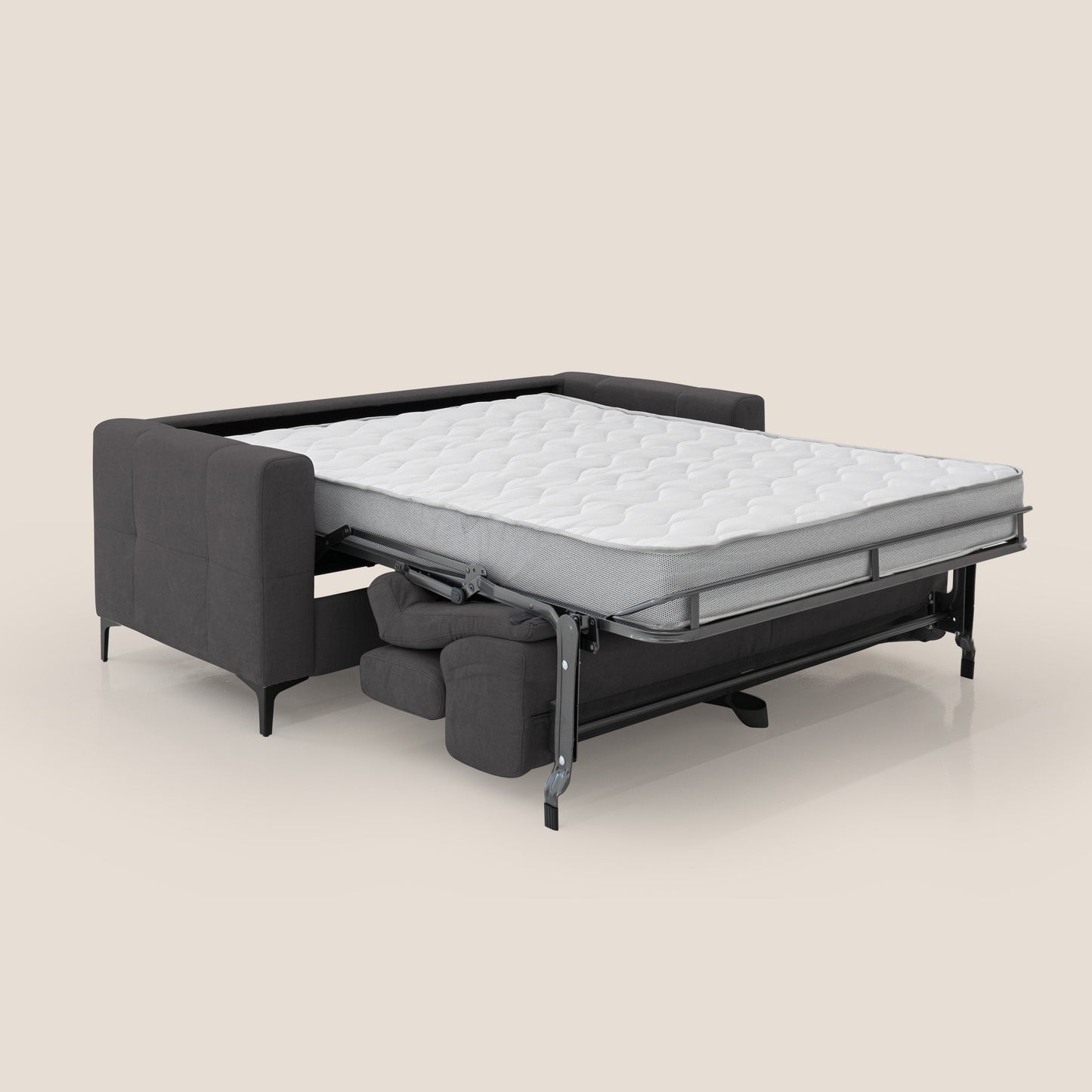 Gardenia divano letto materasso alto 18 cm con poggiatesta reclinabili e rivestimento impermeabile T02 nero