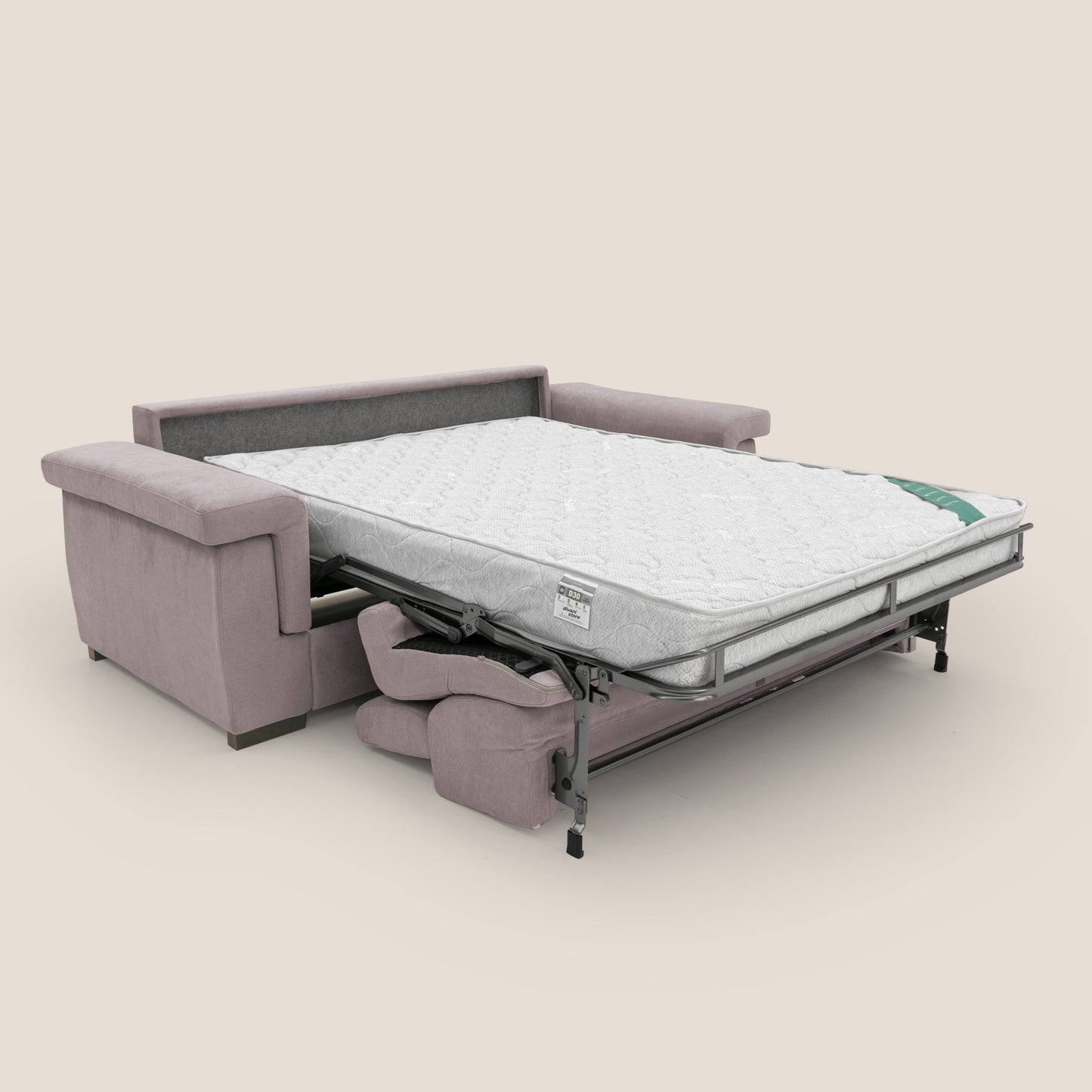 Bjorn divano letto sfoderabile con materasso H18 cm e poggiatesta reclinabili in tessuto impermeabile T02 rosa