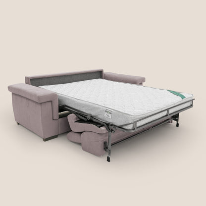 Bjorn divano letto sfoderabile con materasso H18 cm e poggiatesta reclinabili in tessuto impermeabile T02 rosa