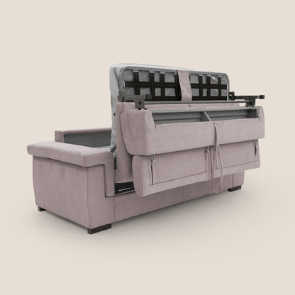 Bjorn divano letto sfoderabile 220 cm (mat. 140x197 cm) con materasso H18 cm e poggiatesta reclinabili in tessuto impermeabile T02 rosa