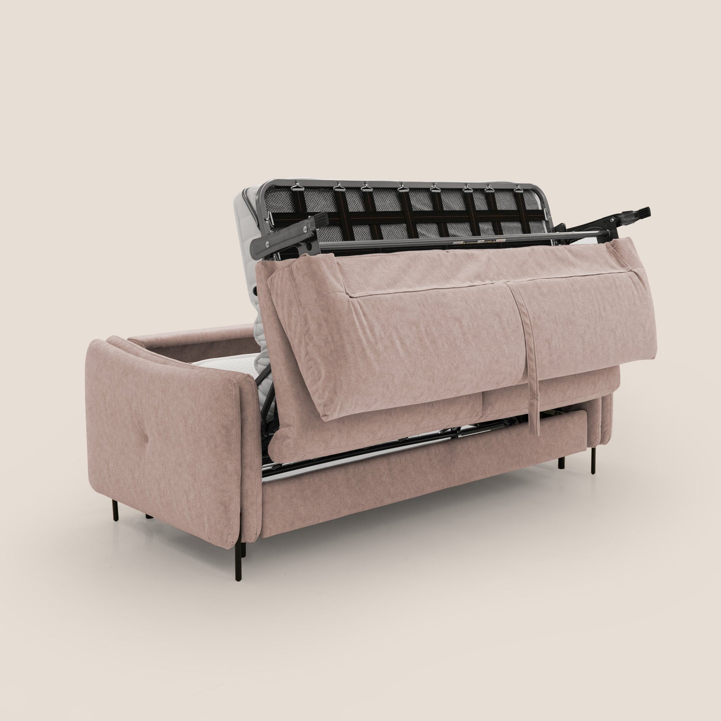 Gregory Divano letto con materasso h18 cm in microfibra effetto velluto impermeabile T09 rosa 