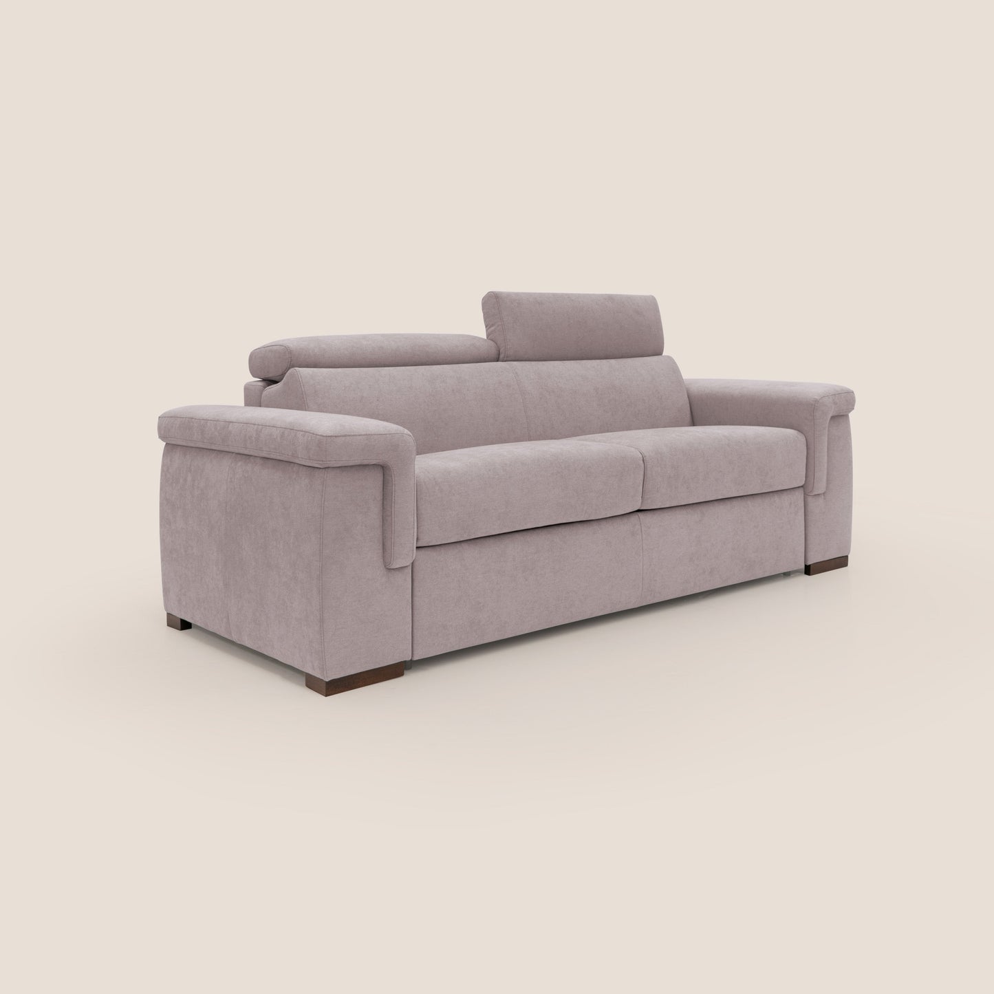 Giunone divano letto con materasso alto 18 cm e poggiatesta reclinabili in tessuto impermeabile T02 rosa 