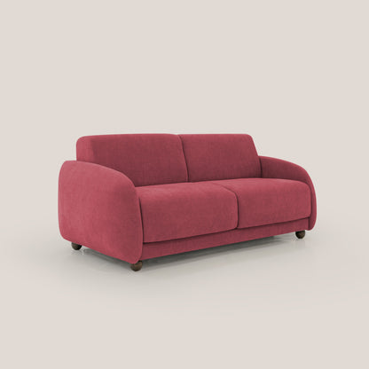 Giglio divano letto scandinavo japandi con materasso H18 cm in tessuto Bouclé impermeabile T07 rosso