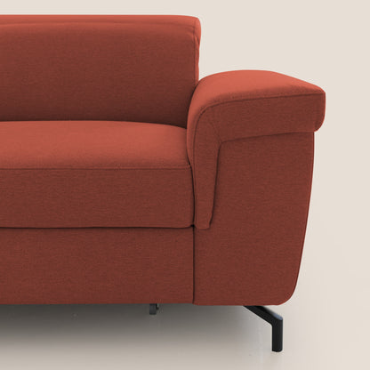 Aisha Divano con poggiapiedi estraibile piedini alti e poggiatesta reclinabili in tessuto Smacchiabile T05 rosso