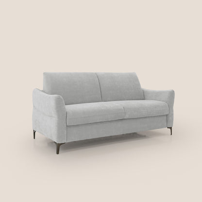 Dalia divano letto con materasso H18 cm e piedi alti in raffinato tessuto smacchiabile T17 grigio