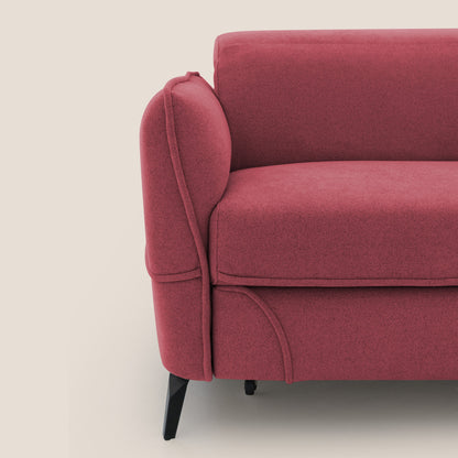 Bloom Divano con poggiapiedi estraibile piedini alti e poggiatesta reclinabili in tessuto bouclé impermeabile T07 rosso
