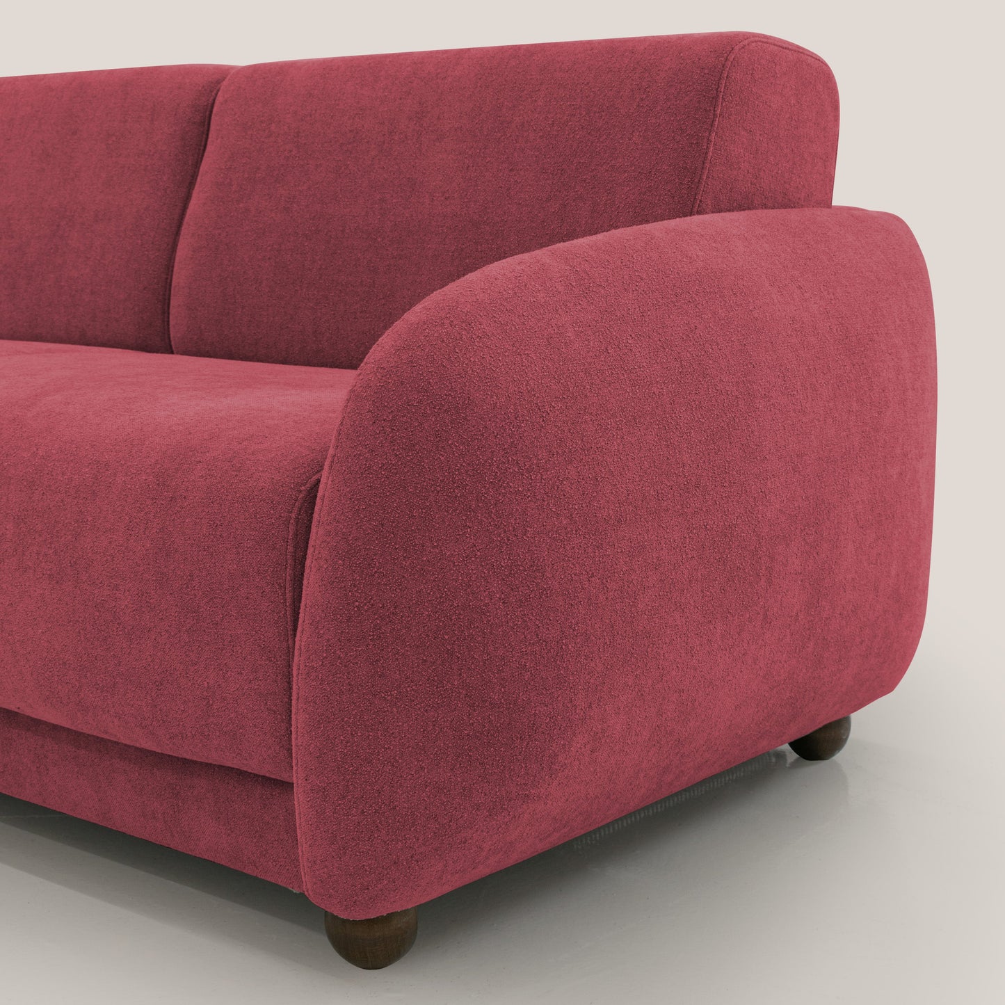 Giglio divano letto scandinavo japandi con materasso H18 cm in tessuto Bouclé impermeabile T07 rosso