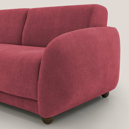 Giglio divano letto scandinavo japandi con materasso H18 cm in tessuto Bouclé impermeabile T07 rosso