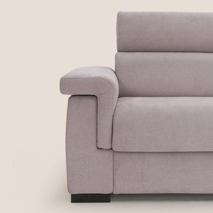 Bjorn divano letto sfoderabile 220 cm (mat. 140x197 cm) con materasso H18 cm e poggiatesta reclinabili in tessuto impermeabile T02 rosa