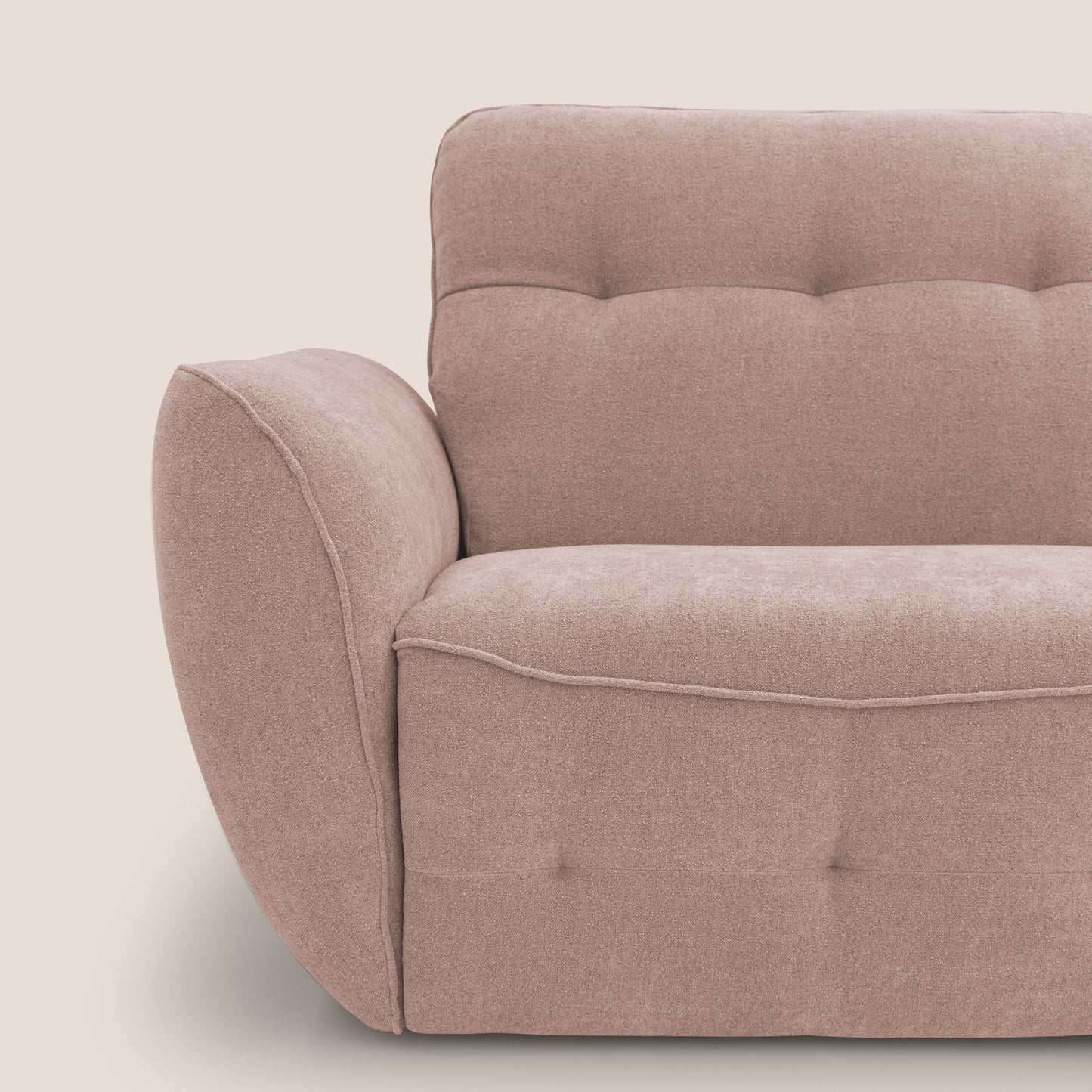 Cerbero divano angolare con pouf mobile in morbido bouclé impermeabile T07 rosa