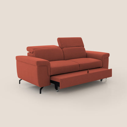 Aisha Divano con poggiapiedi estraibile piedini alti e poggiatesta reclinabili in tessuto Smacchiabile T05 rosso