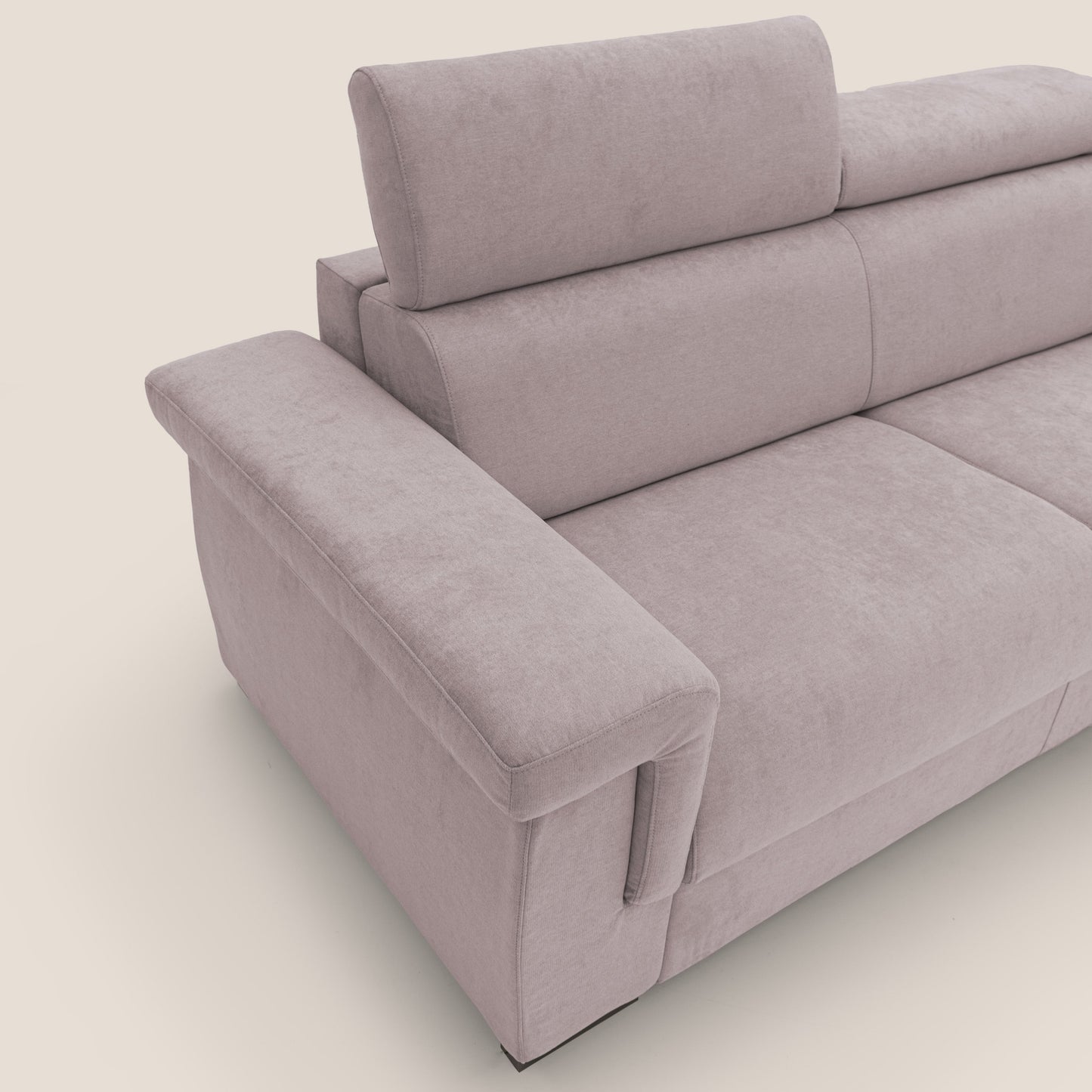 Bjorn divano letto sfoderabile 220 cm (mat. 140x197 cm) con materasso H18 cm e poggiatesta reclinabili in tessuto impermeabile T02 rosa