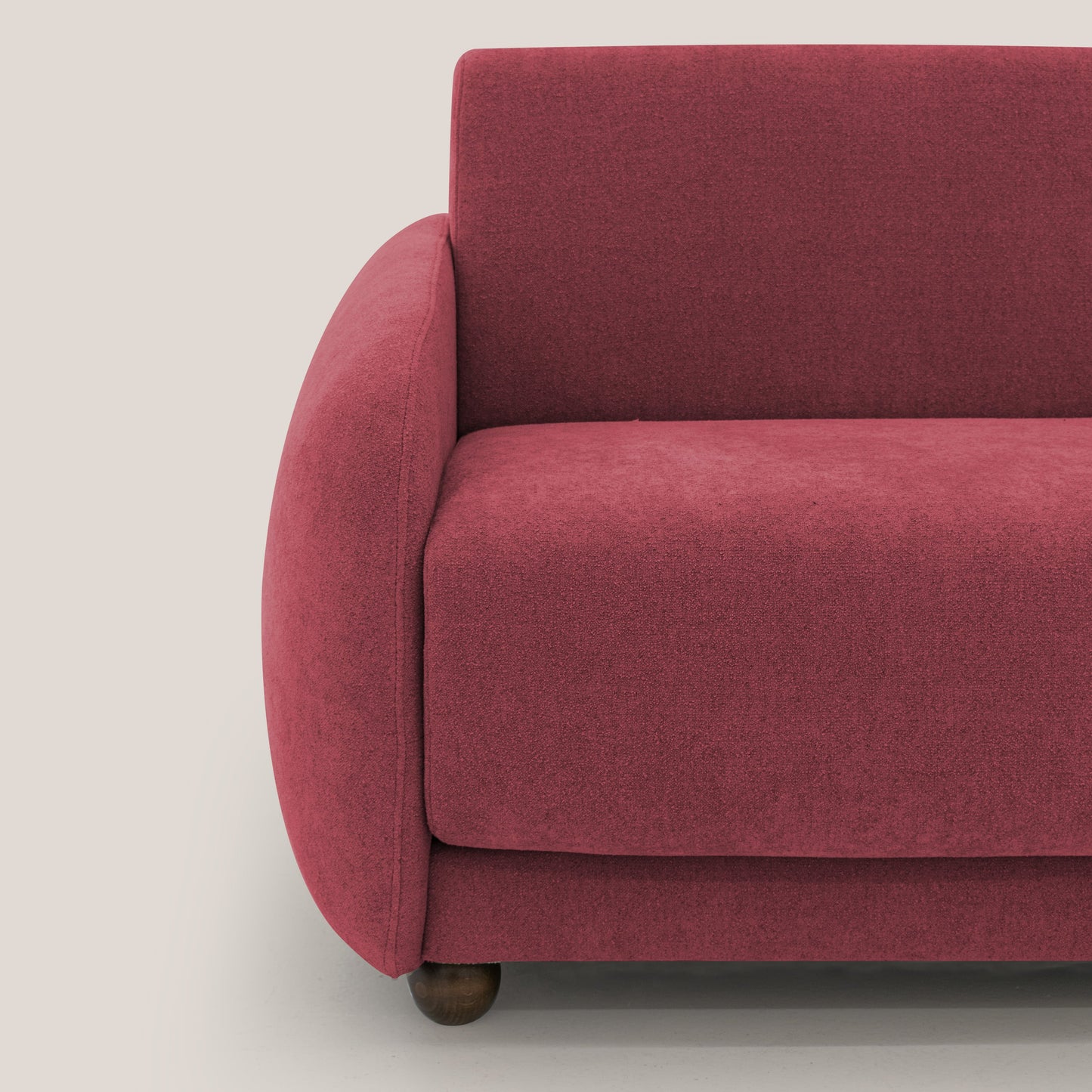 Giglio divano letto scandinavo japandi con materasso H18 cm in tessuto Bouclé impermeabile T07 rosso