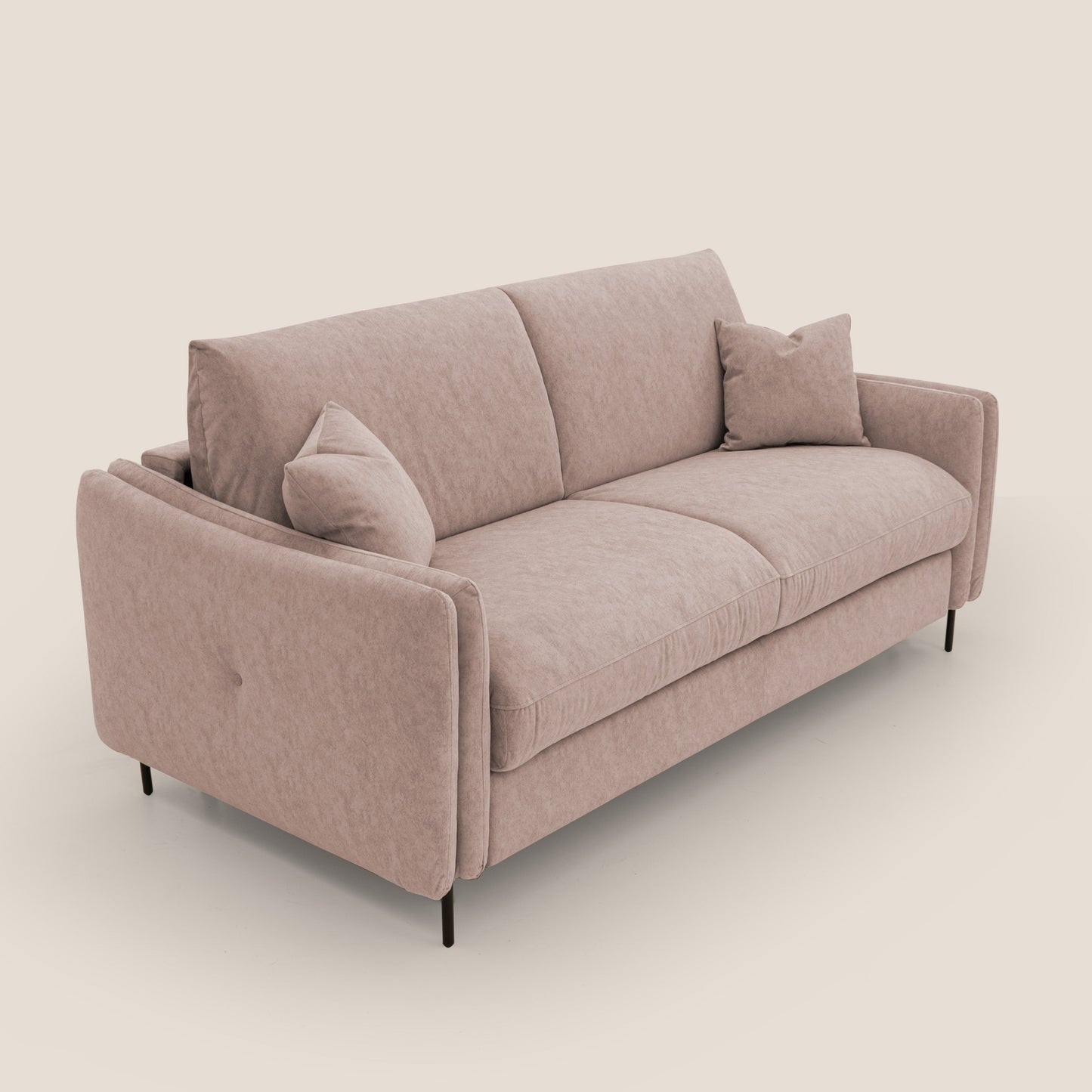 Gregory Divano letto con materasso h18 cm in microfibra effetto velluto impermeabile T09 rosa 