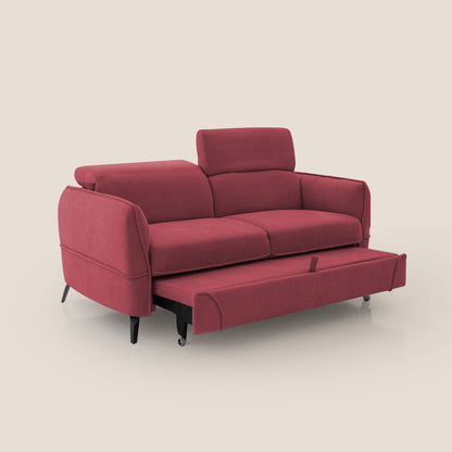 Bloom Divano con poggiapiedi estraibile piedini alti e poggiatesta reclinabili in tessuto bouclé impermeabile T07 rosso