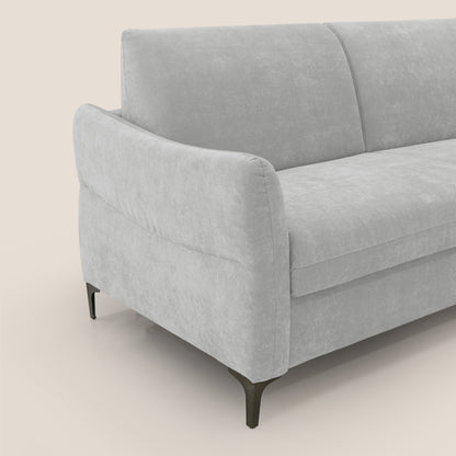 Dalia divano letto con materasso H18 cm e piedi alti in raffinato tessuto smacchiabile T17 grigio
