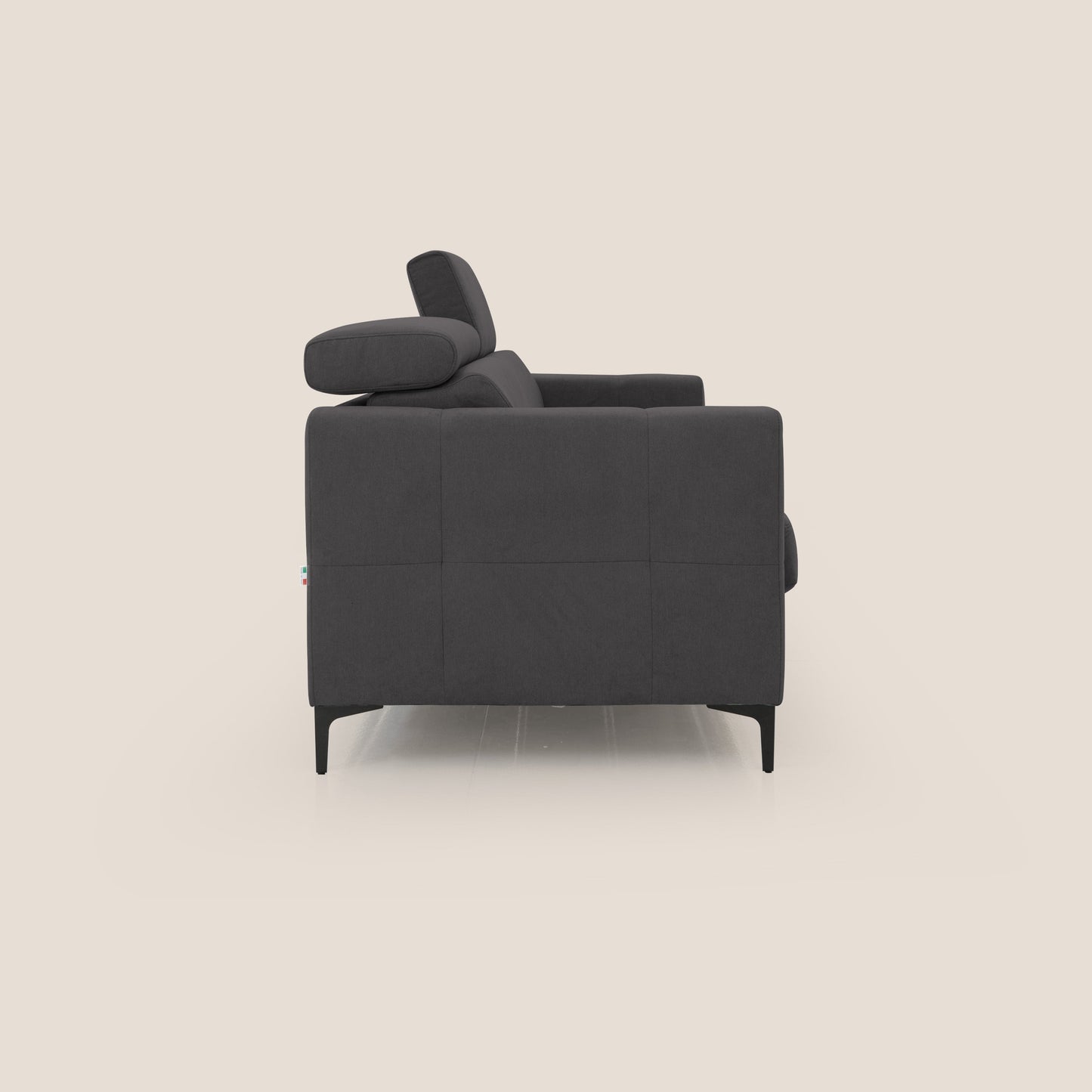 Gardenia divano letto materasso alto 18 cm con poggiatesta reclinabili e rivestimento impermeabile T02 nero