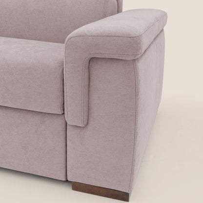 Giunone divano letto con materasso alto 18 cm e poggiatesta reclinabili in tessuto impermeabile T02 rosa 