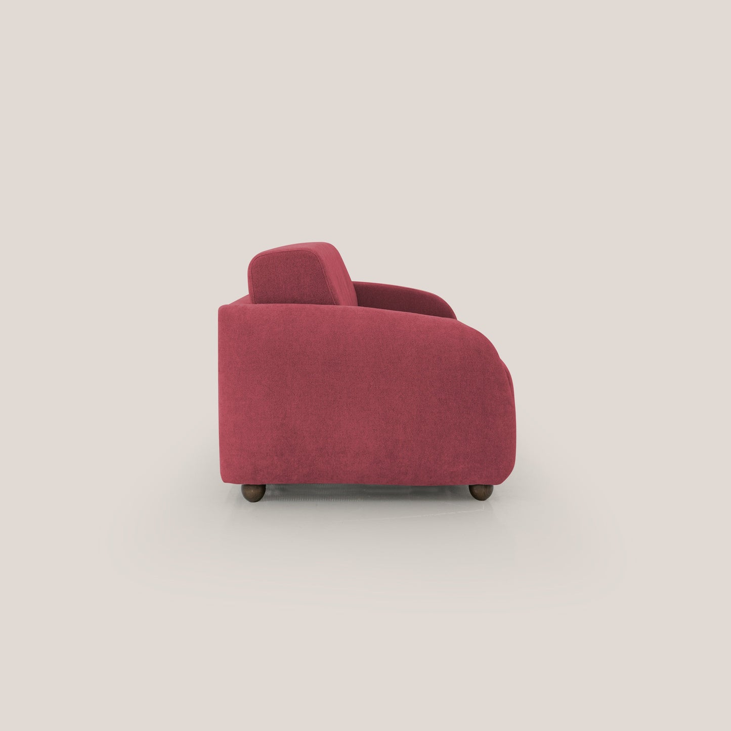 Giglio divano letto scandinavo japandi con materasso H18 cm in tessuto Bouclé impermeabile T07 rosso