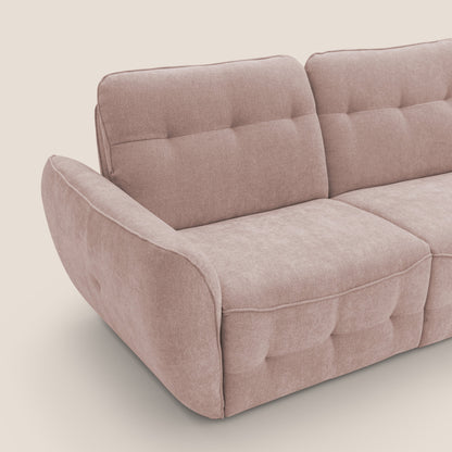 Cerbero divano angolare con pouf mobile in morbido bouclé impermeabile T07 rosa