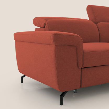 Aisha Divano con poggiapiedi estraibile piedini alti e poggiatesta reclinabili in tessuto Smacchiabile T05 rosso