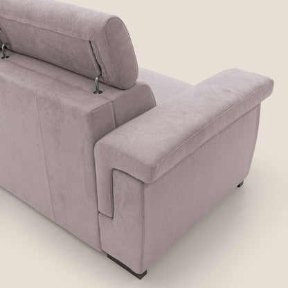 Bjorn divano letto sfoderabile 220 cm (mat. 140x197 cm) con materasso H18 cm e poggiatesta reclinabili in tessuto impermeabile T02 rosa