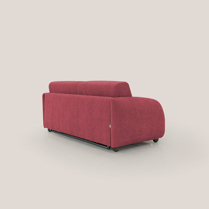 Giglio divano letto scandinavo japandi con materasso H18 cm in tessuto Bouclé impermeabile T07 rosso